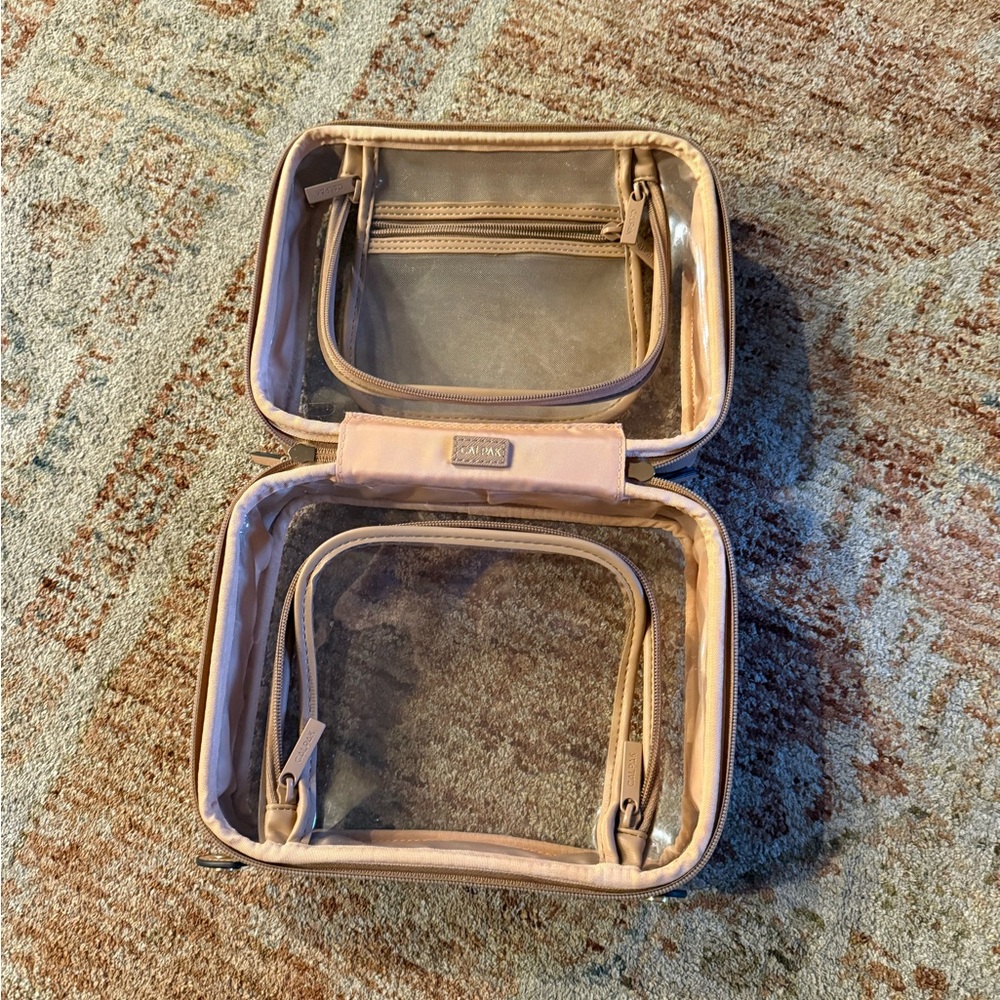 Calpak Pink Clear Makeup Organizer Case